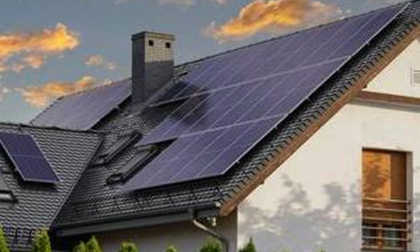 House roof covered with solar panels